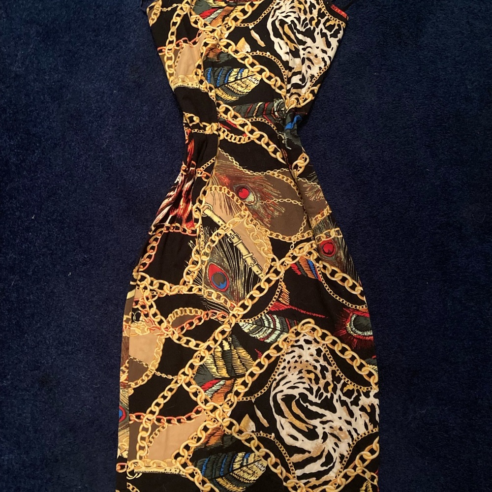 Elegant Multicolor Chain Print Dress